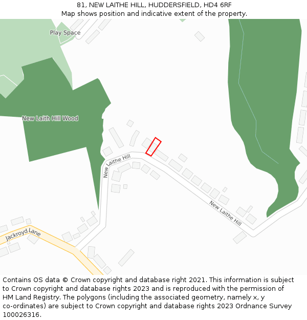 81, NEW LAITHE HILL, HUDDERSFIELD, HD4 6RF: Location map and indicative extent of plot