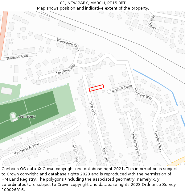 81, NEW PARK, MARCH, PE15 8RT: Location map and indicative extent of plot