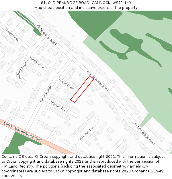 81, OLD PENKRIDGE ROAD, CANNOCK, WS11 1HY: Location map and indicative extent of plot