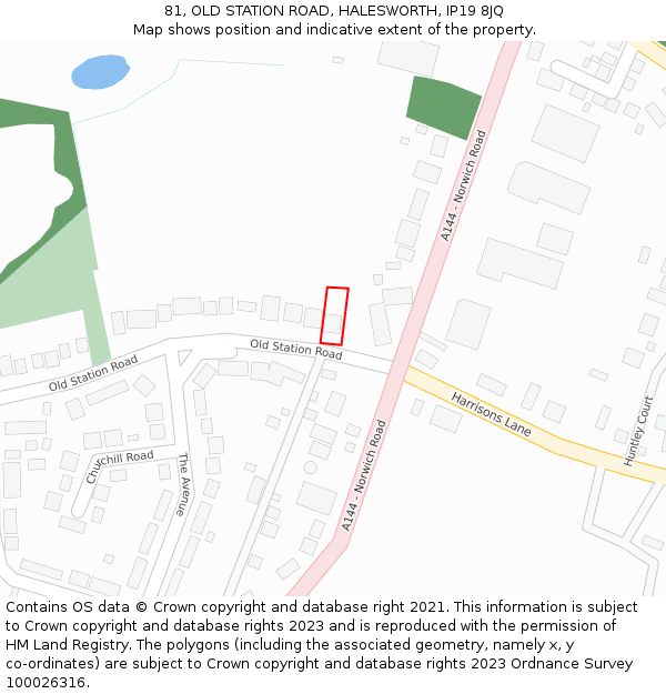 81, OLD STATION ROAD, HALESWORTH, IP19 8JQ: Location map and indicative extent of plot