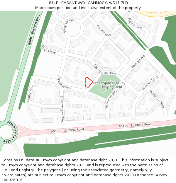 81, PHEASANT WAY, CANNOCK, WS11 7LB: Location map and indicative extent of plot