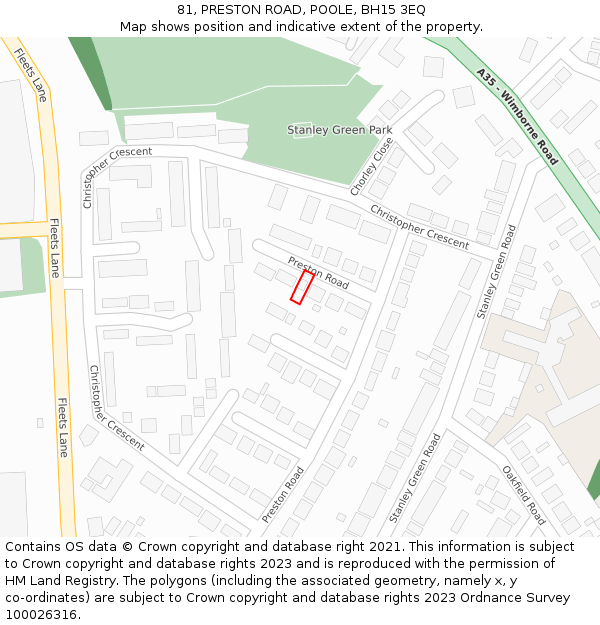 81, PRESTON ROAD, POOLE, BH15 3EQ: Location map and indicative extent of plot