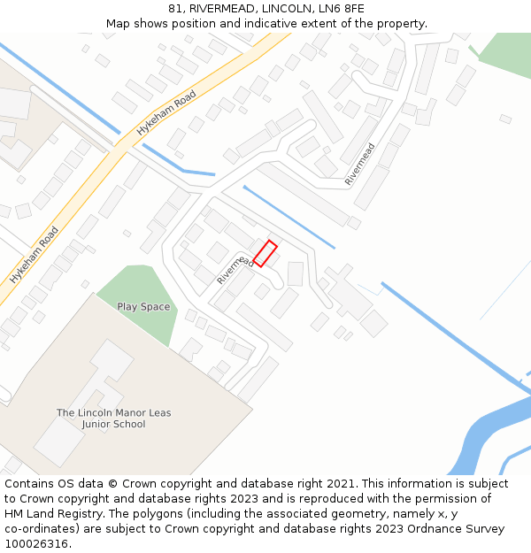 81, RIVERMEAD, LINCOLN, LN6 8FE: Location map and indicative extent of plot