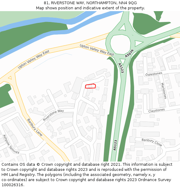 81, RIVERSTONE WAY, NORTHAMPTON, NN4 9QG: Location map and indicative extent of plot