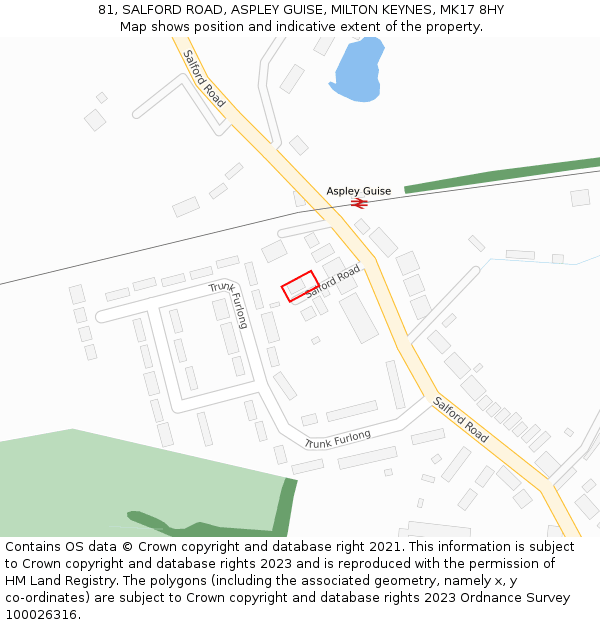 81, SALFORD ROAD, ASPLEY GUISE, MILTON KEYNES, MK17 8HY: Location map and indicative extent of plot