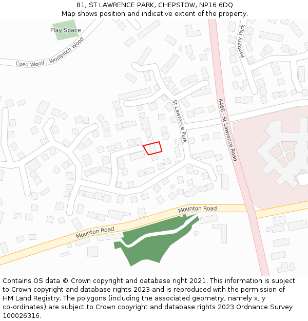 81, ST LAWRENCE PARK, CHEPSTOW, NP16 6DQ: Location map and indicative extent of plot