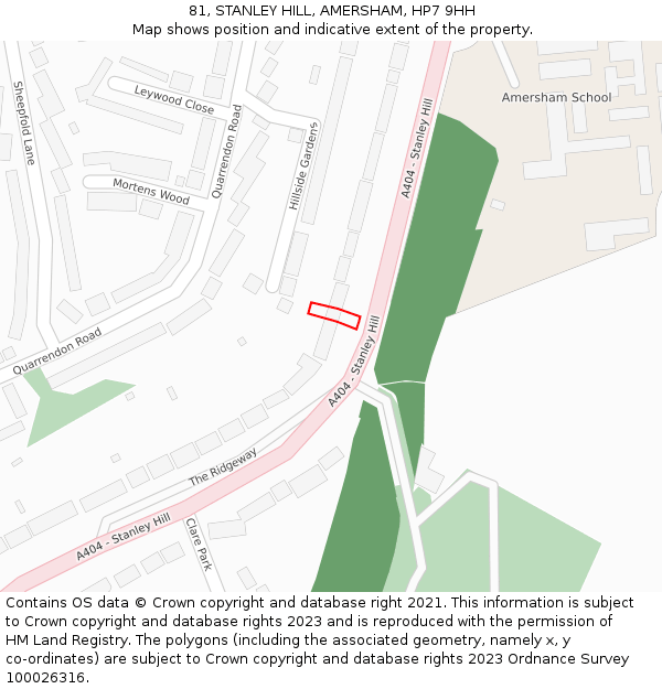 81, STANLEY HILL, AMERSHAM, HP7 9HH: Location map and indicative extent of plot