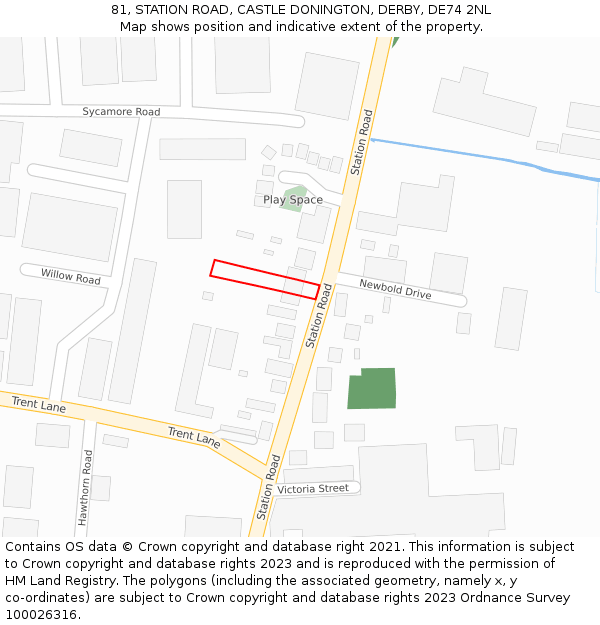 81, STATION ROAD, CASTLE DONINGTON, DERBY, DE74 2NL: Location map and indicative extent of plot