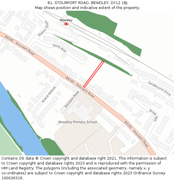 81, STOURPORT ROAD, BEWDLEY, DY12 1BJ: Location map and indicative extent of plot