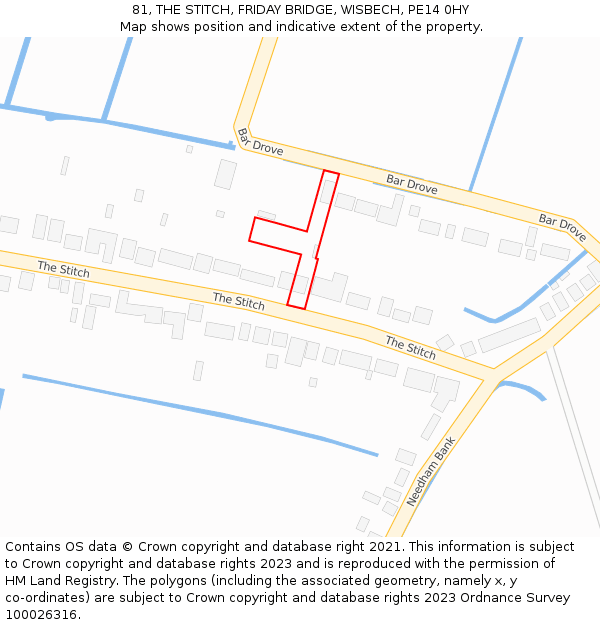 81, THE STITCH, FRIDAY BRIDGE, WISBECH, PE14 0HY: Location map and indicative extent of plot