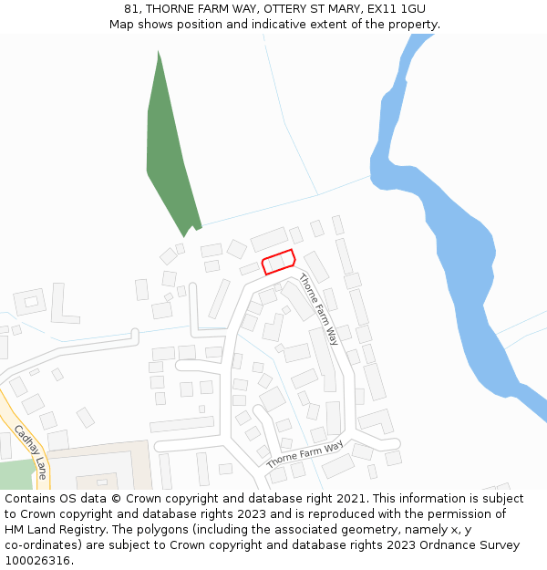 81, THORNE FARM WAY, OTTERY ST MARY, EX11 1GU: Location map and indicative extent of plot
