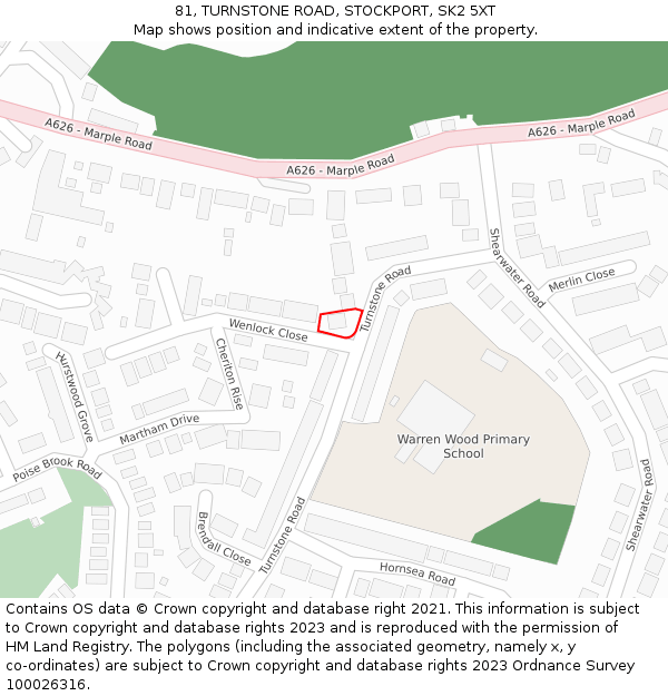 81, TURNSTONE ROAD, STOCKPORT, SK2 5XT: Location map and indicative extent of plot
