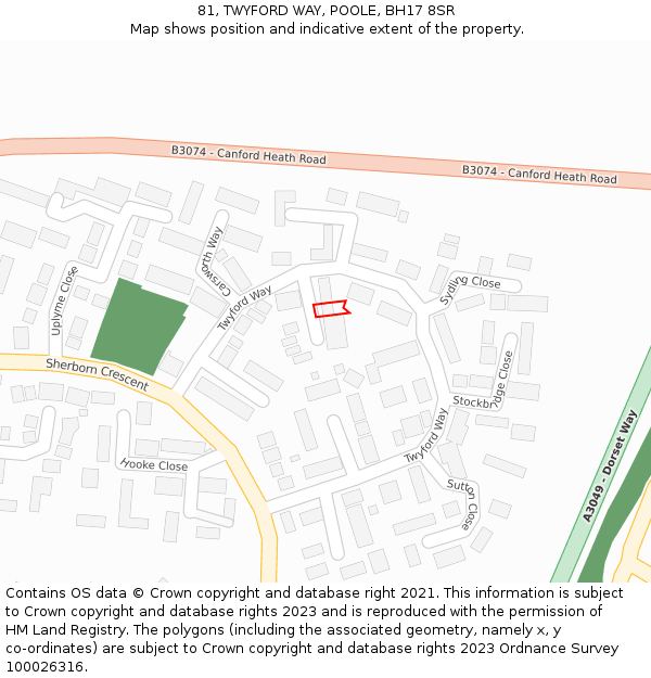 81, TWYFORD WAY, POOLE, BH17 8SR: Location map and indicative extent of plot