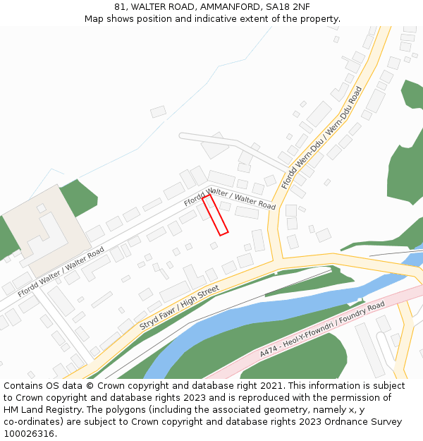 81, WALTER ROAD, AMMANFORD, SA18 2NF: Location map and indicative extent of plot