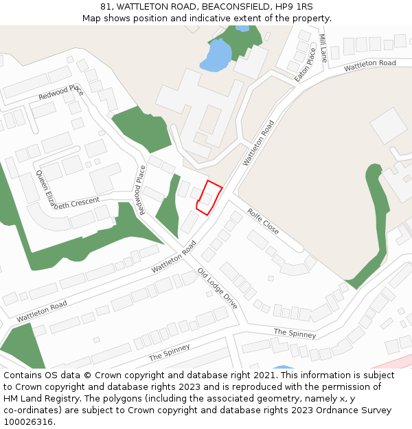 81, WATTLETON ROAD, BEACONSFIELD, HP9 1RS: Location map and indicative extent of plot