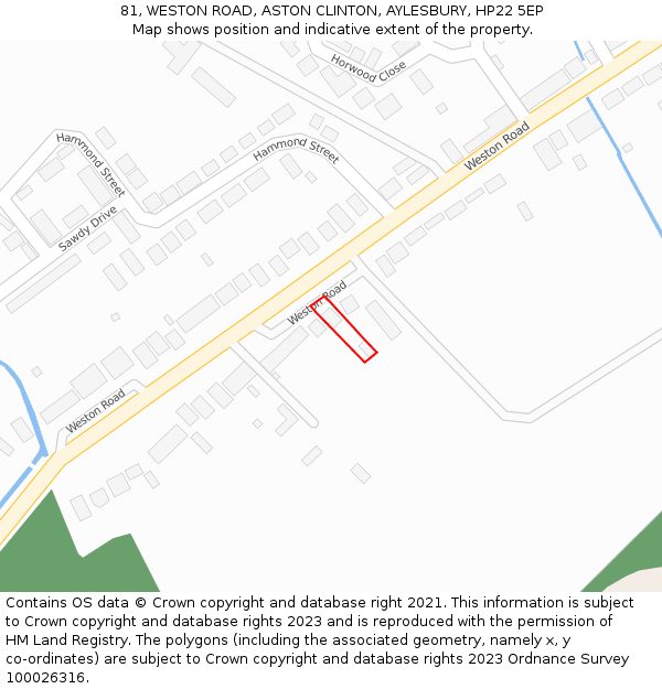 81, WESTON ROAD, ASTON CLINTON, AYLESBURY, HP22 5EP: Location map and indicative extent of plot