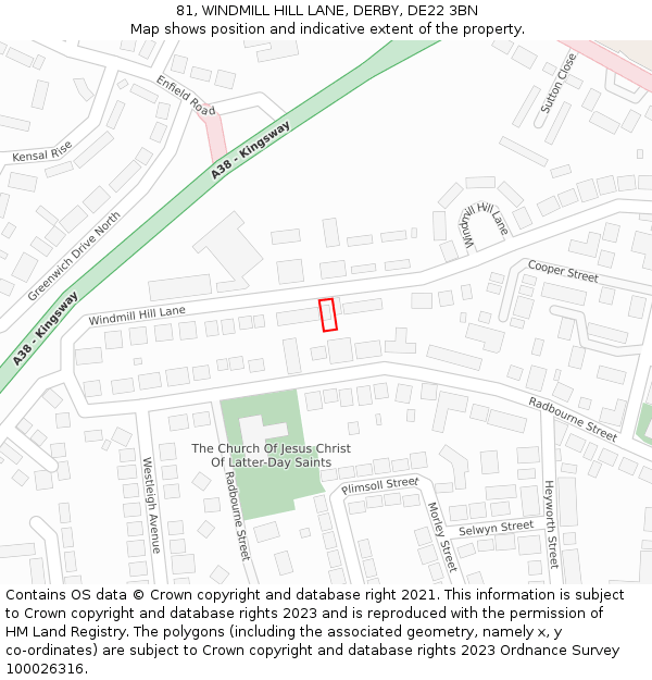 81, WINDMILL HILL LANE, DERBY, DE22 3BN: Location map and indicative extent of plot