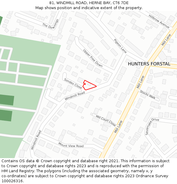 81, WINDMILL ROAD, HERNE BAY, CT6 7DE: Location map and indicative extent of plot