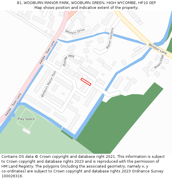 81, WOOBURN MANOR PARK, WOOBURN GREEN, HIGH WYCOMBE, HP10 0EP: Location map and indicative extent of plot