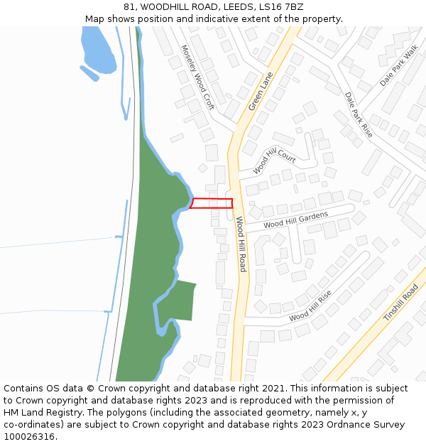 81, WOODHILL ROAD, LEEDS, LS16 7BZ: Location map and indicative extent of plot