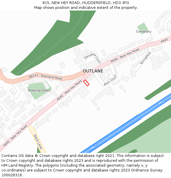 815, NEW HEY ROAD, HUDDERSFIELD, HD3 3FG: Location map and indicative extent of plot