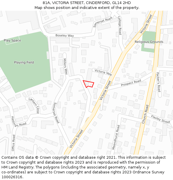 81A, VICTORIA STREET, CINDERFORD, GL14 2HD: Location map and indicative extent of plot