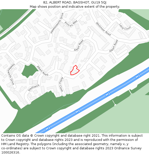 82, ALBERT ROAD, BAGSHOT, GU19 5QJ: Location map and indicative extent of plot