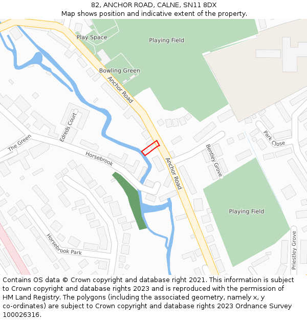 82, ANCHOR ROAD, CALNE, SN11 8DX: Location map and indicative extent of plot