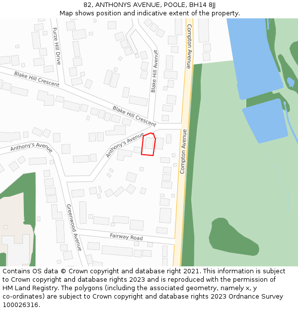 82, ANTHONYS AVENUE, POOLE, BH14 8JJ: Location map and indicative extent of plot