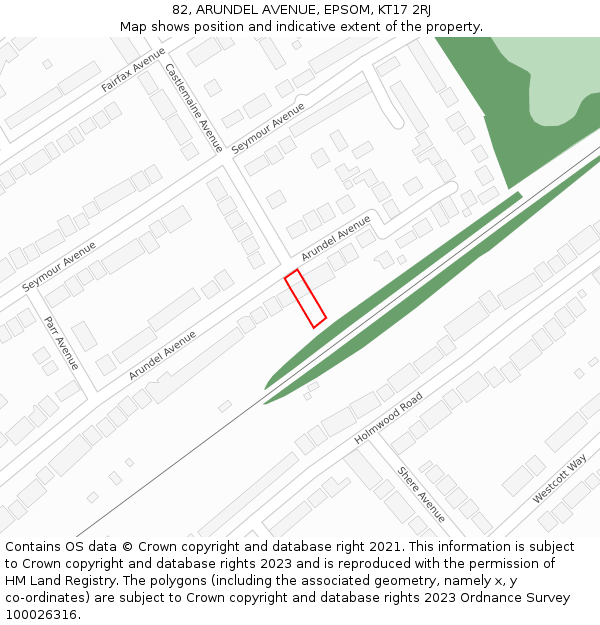 82, ARUNDEL AVENUE, EPSOM, KT17 2RJ: Location map and indicative extent of plot