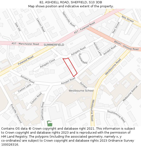 82, ASHDELL ROAD, SHEFFIELD, S10 3DB: Location map and indicative extent of plot