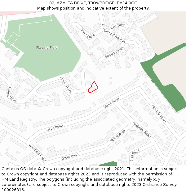 82, AZALEA DRIVE, TROWBRIDGE, BA14 9GG: Location map and indicative extent of plot