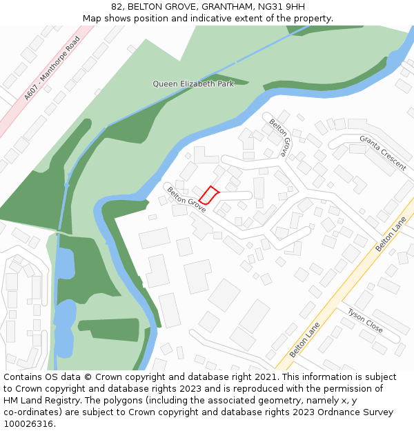 82, BELTON GROVE, GRANTHAM, NG31 9HH: Location map and indicative extent of plot