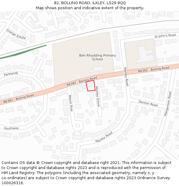 82, BOLLING ROAD, ILKLEY, LS29 8QQ: Location map and indicative extent of plot