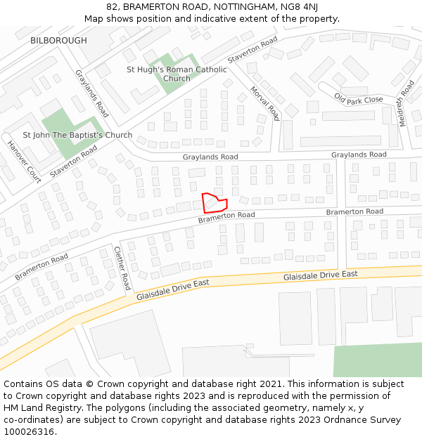 82, BRAMERTON ROAD, NOTTINGHAM, NG8 4NJ: Location map and indicative extent of plot