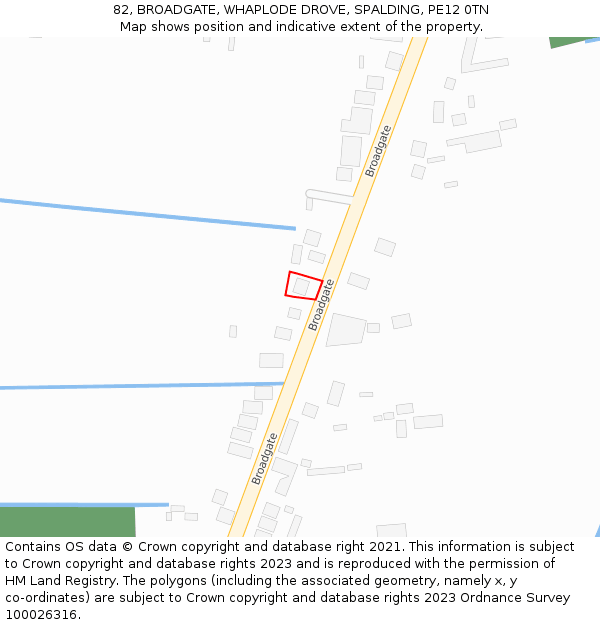 82, BROADGATE, WHAPLODE DROVE, SPALDING, PE12 0TN: Location map and indicative extent of plot