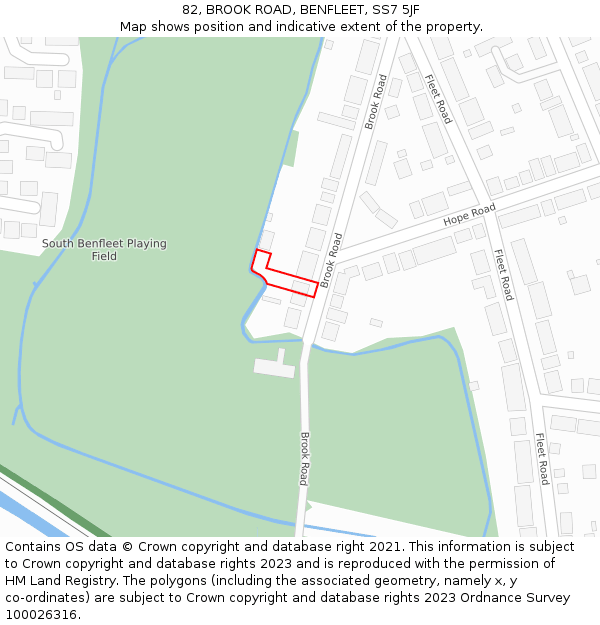 82, BROOK ROAD, BENFLEET, SS7 5JF: Location map and indicative extent of plot