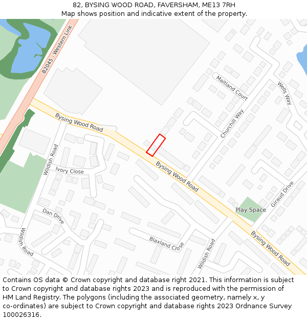 82, BYSING WOOD ROAD, FAVERSHAM, ME13 7RH: Location map and indicative extent of plot