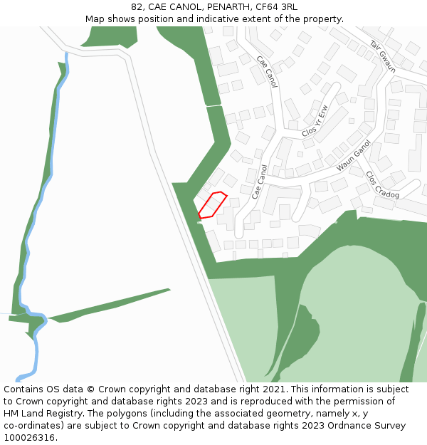 82, CAE CANOL, PENARTH, CF64 3RL: Location map and indicative extent of plot