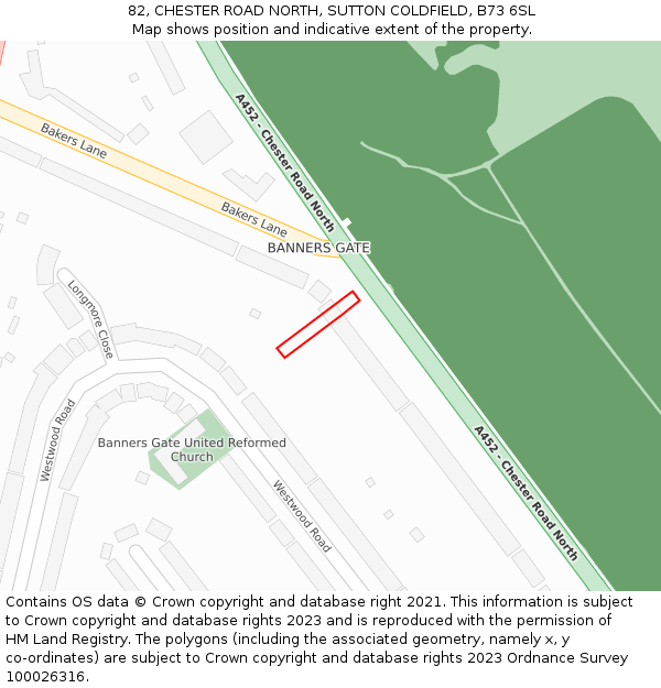 82, CHESTER ROAD NORTH, SUTTON COLDFIELD, B73 6SL: Location map and indicative extent of plot