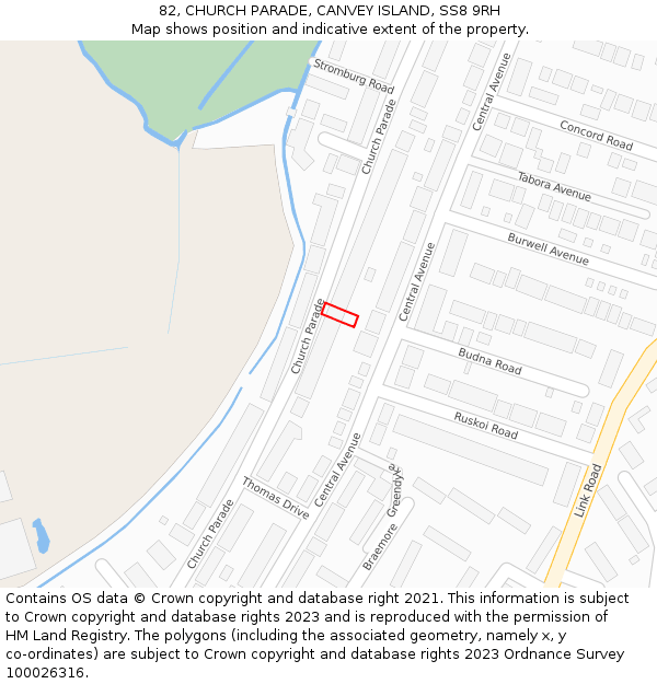 82, CHURCH PARADE, CANVEY ISLAND, SS8 9RH: Location map and indicative extent of plot