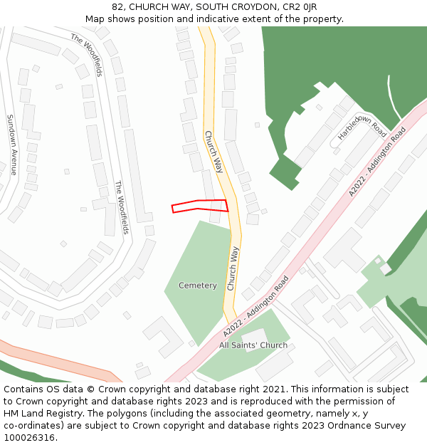 82, CHURCH WAY, SOUTH CROYDON, CR2 0JR: Location map and indicative extent of plot