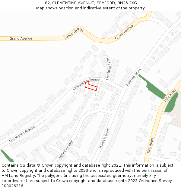 82, CLEMENTINE AVENUE, SEAFORD, BN25 2XG: Location map and indicative extent of plot