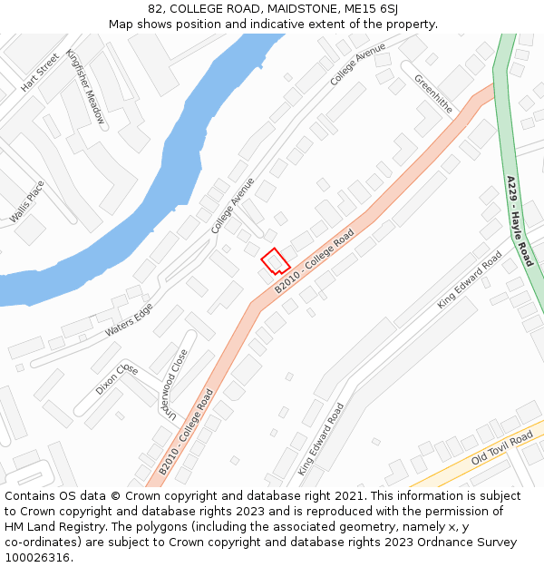 82, COLLEGE ROAD, MAIDSTONE, ME15 6SJ: Location map and indicative extent of plot