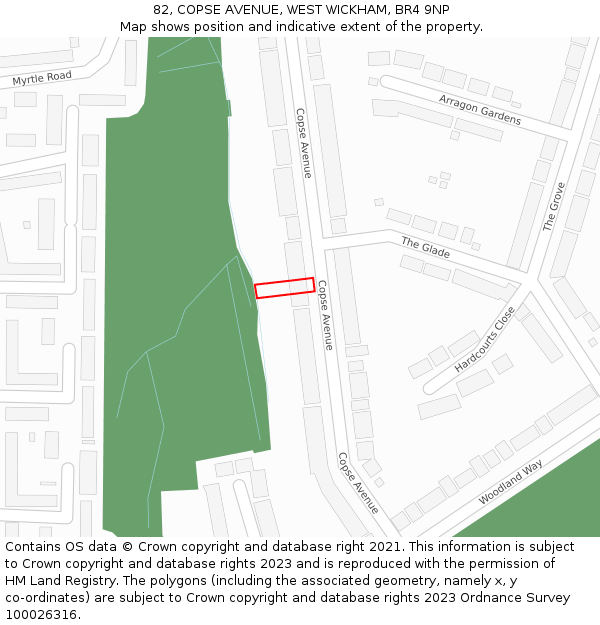 82, COPSE AVENUE, WEST WICKHAM, BR4 9NP: Location map and indicative extent of plot