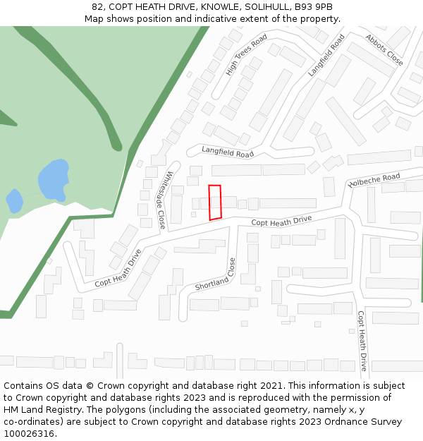 82, COPT HEATH DRIVE, KNOWLE, SOLIHULL, B93 9PB: Location map and indicative extent of plot