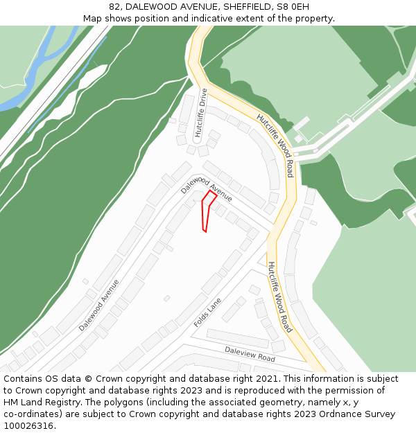 82, DALEWOOD AVENUE, SHEFFIELD, S8 0EH: Location map and indicative extent of plot