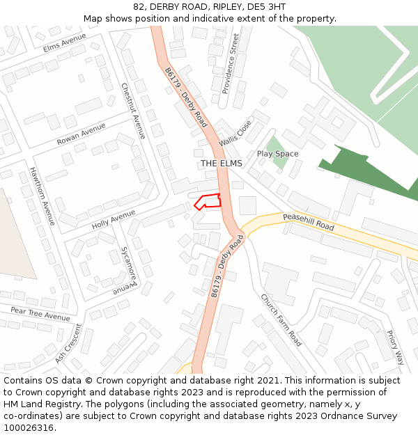 82, DERBY ROAD, RIPLEY, DE5 3HT: Location map and indicative extent of plot