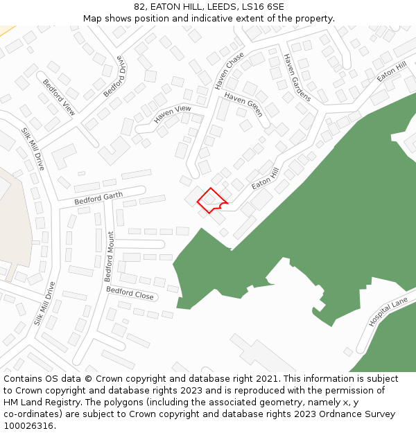 82, EATON HILL, LEEDS, LS16 6SE: Location map and indicative extent of plot