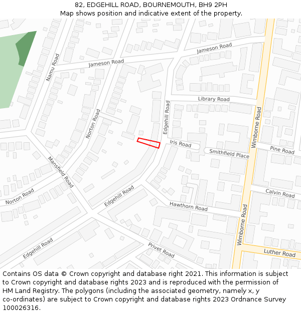 82, EDGEHILL ROAD, BOURNEMOUTH, BH9 2PH: Location map and indicative extent of plot